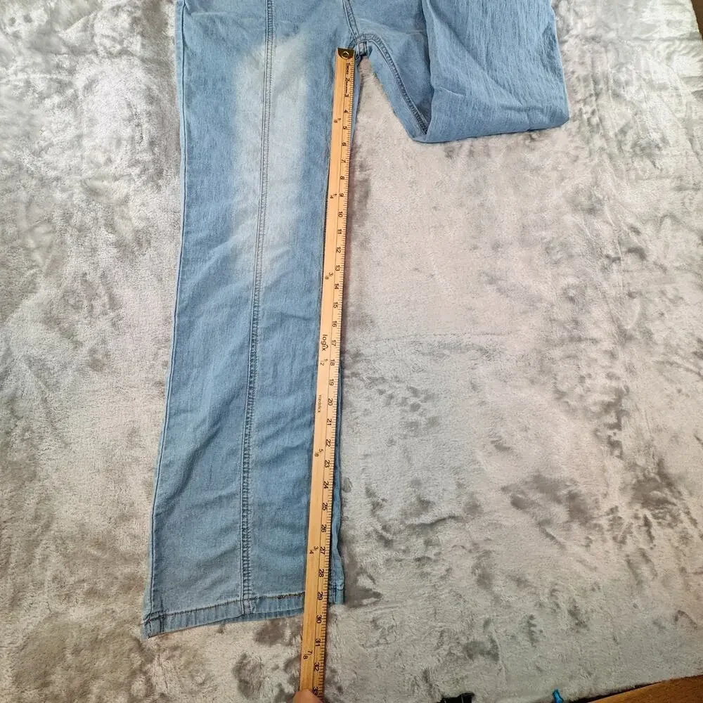 N.Y.K Women Size XL Blue Light Wash Seamed Flare Bootcut Denim Jeans Stretch